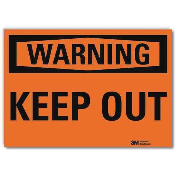 Warning Sign, Keep Out, Black/Orange, 5in H