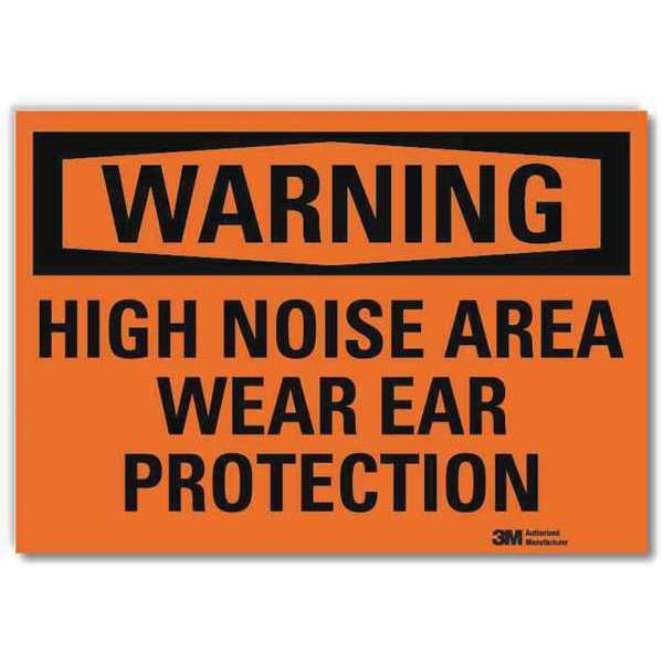 Warning Sign, High Noise Area, Text, 10in W