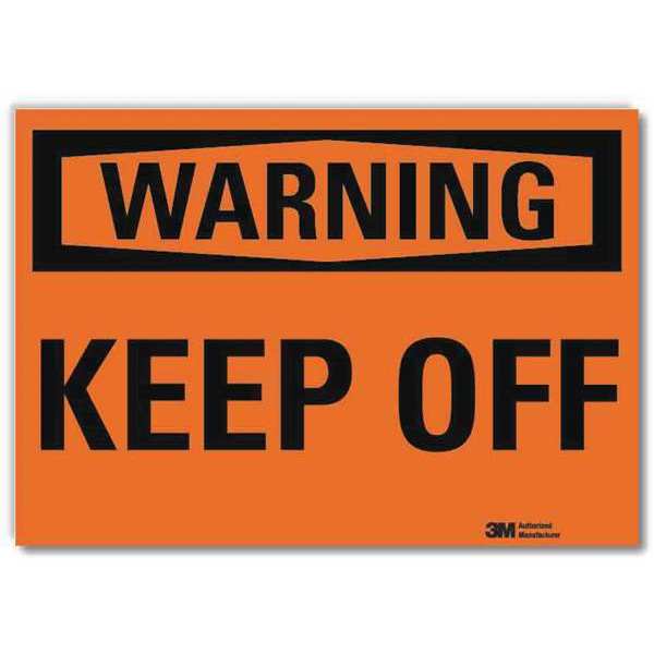 Warning Sign, Keep Off, Black/Orange, 5in H
