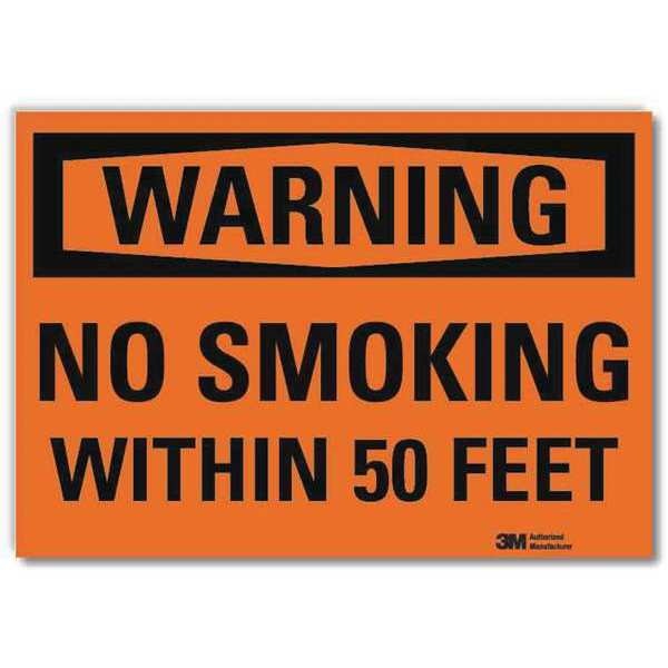 Warning No Smoking Sign, 10 in Height, 14 in Width, Reflective Sheeting, Horizontal Rectangle