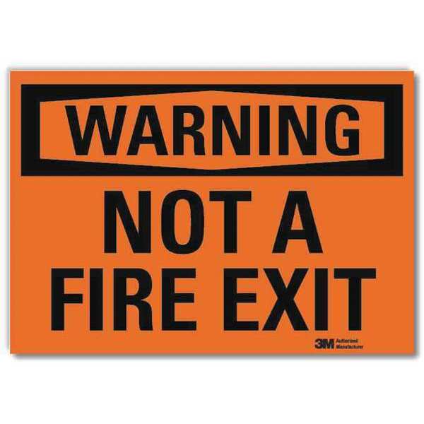 Safety Sign, Black/Orange, 5 in. H, Text