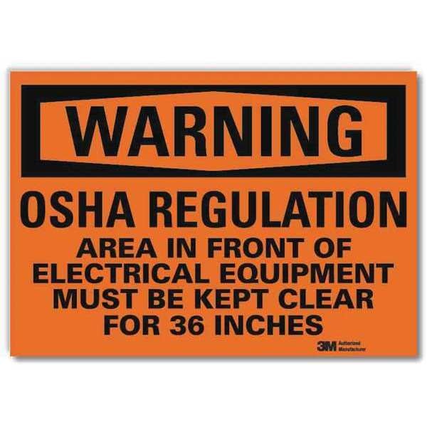 Warning Sign, 5 in Height, 7 in Width, Reflective Sheeting, Horizontal Rectangle, English