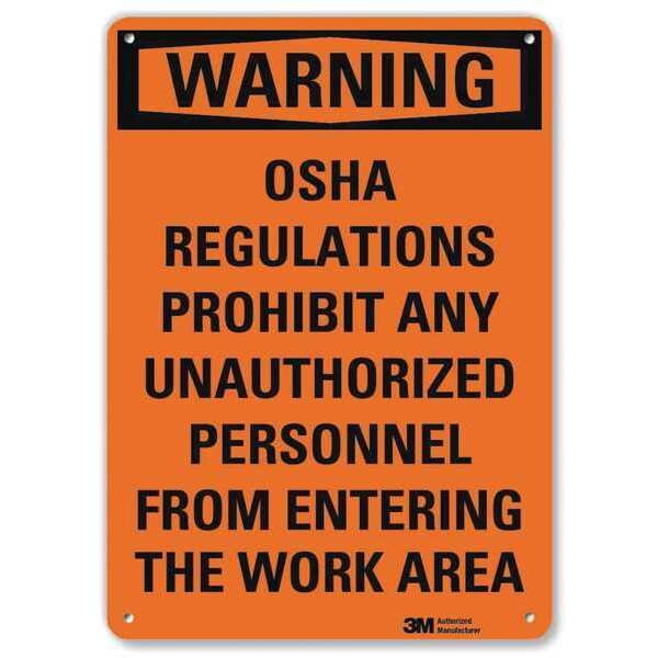 Warning Sign, Black/Orange, Text, 10 in. H