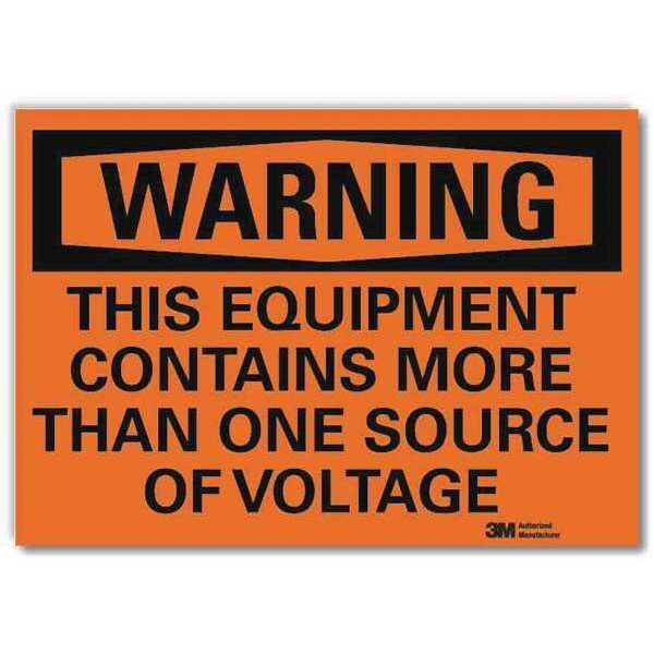 Warning Sign, Source of Voltage, 14 in. W