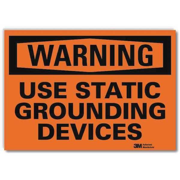 Warning Sign, Static Devices, 14 in W, Text