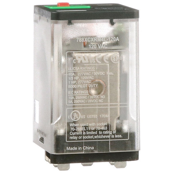 General Purpose Relay, 120V AC Coil Volts, Square, 11 Pin, 3PDT