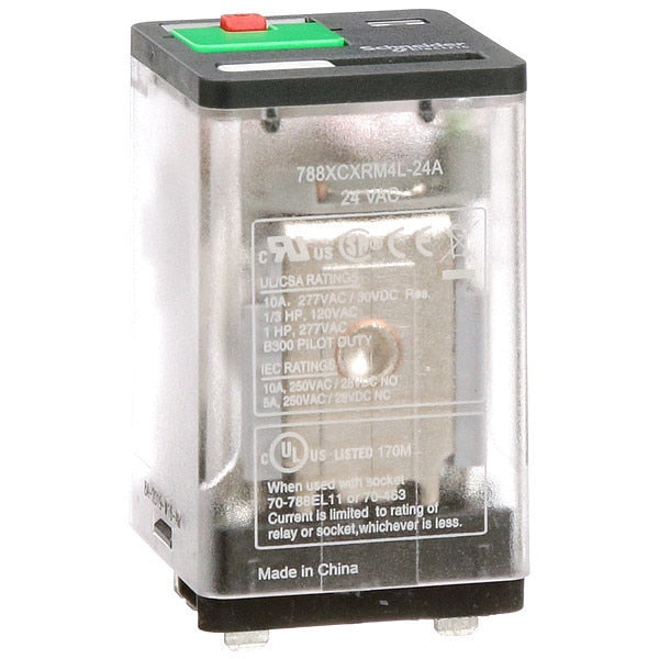 General Purpose Relay, 24V AC Coil Volts, Square, 11 Pin, 3PDT