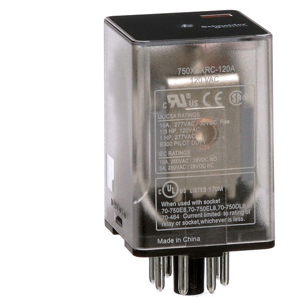 General Purpose Relay, 120V AC Coil Volts, Octal, 8 Pin, DPDT
