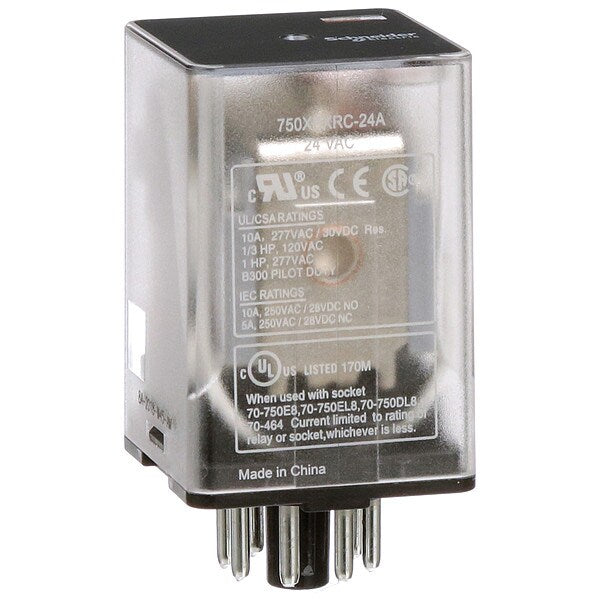 General Purpose Relay, 24V AC Coil Volts, Octal, 8 Pin, DPDT