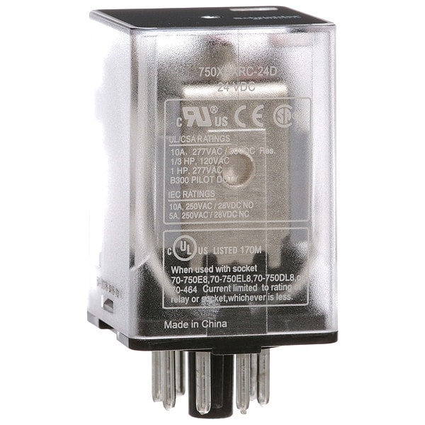General Purpose Relay, 24V DC Coil Volts, Octal, 8 Pin, DPDT