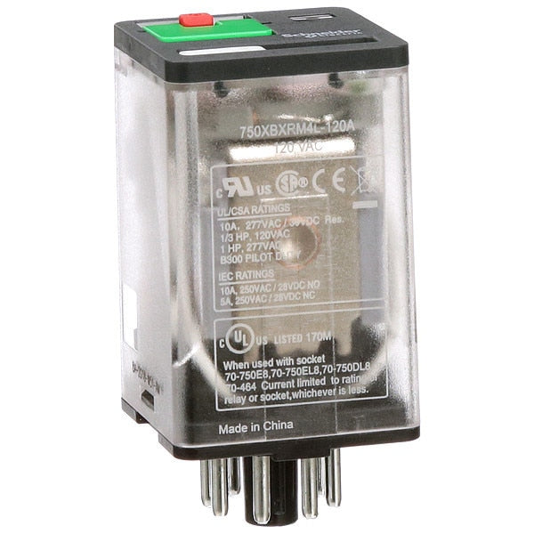 General Purpose Relay, 120V AC Coil Volts, Octal, 8 Pin, DPDT