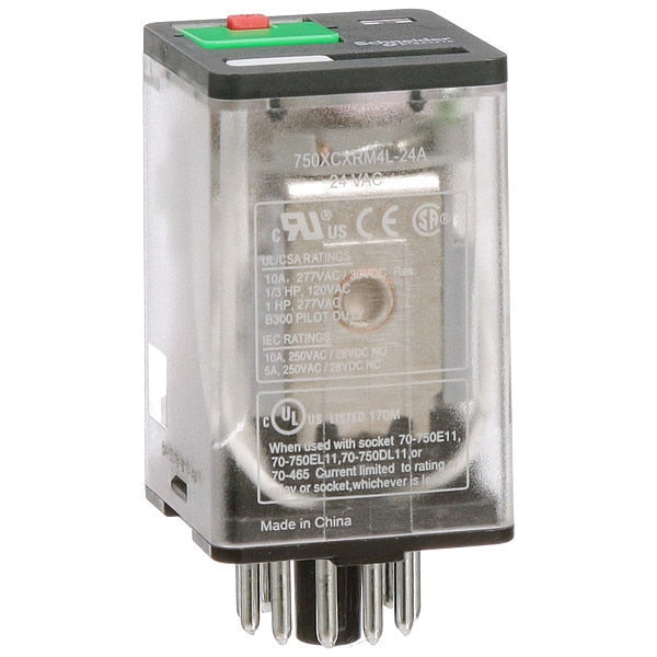 General Purpose Relay, 24V AC Coil Volts, Octal, 11 Pin, 3PDT