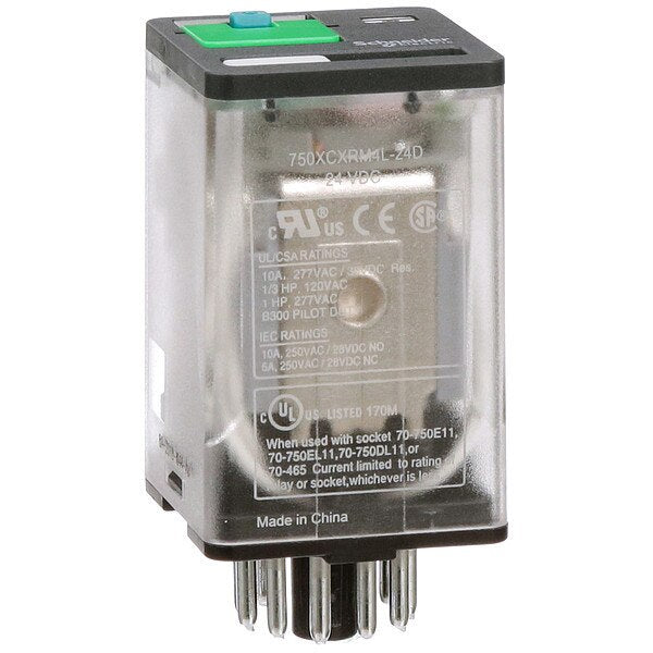General Purpose Relay, 24V DC Coil Volts, Octal, 11 Pin, 3PDT