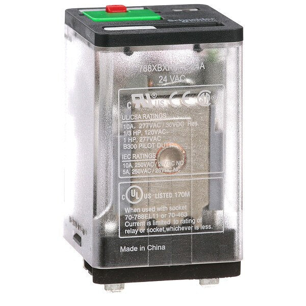 General Purpose Relay, 24V AC Coil Volts, Square, 8 Pin, DPDT