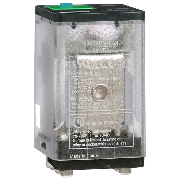 General Purpose Relay, 24V DC Coil Volts, Square, 8 Pin, DPDT