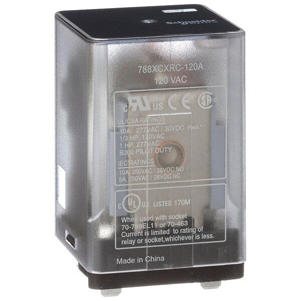 General Purpose Relay, 120V AC Coil Volts, Square, 11 Pin, 3PDT