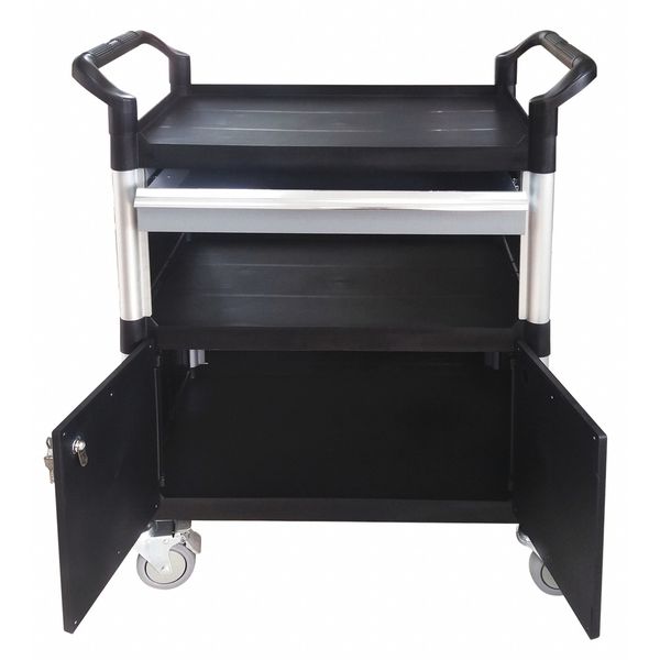 Fiber Glass/Polypropylene Enclosed Service Cart, 3 Shelves, 400 lb