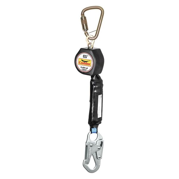 Self Retracting Lifeline, 6 ft., 310 lb. Weight Capacity, Black