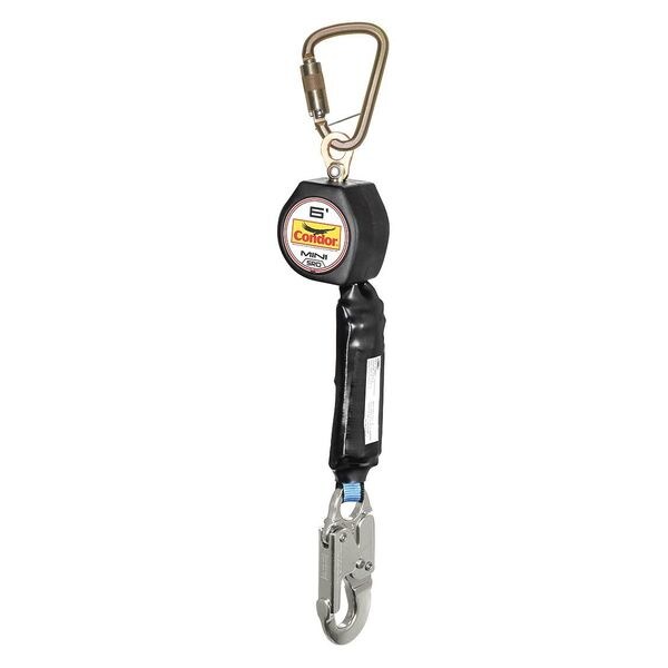 Self Retracting Lifeline, 6 ft., 310 lb. Weight Capacity, Black