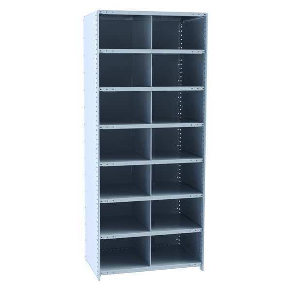 Steel Starter Pigeonhole Bin Unit, 12 in D x 87 in H x 36 in W, 8 Shelves, Gray