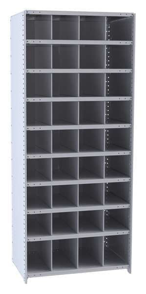 Steel Starter Pigeonhole Bin Unit, 24 in D x 87 in H x 36 in W, 10 Shelves, Gray