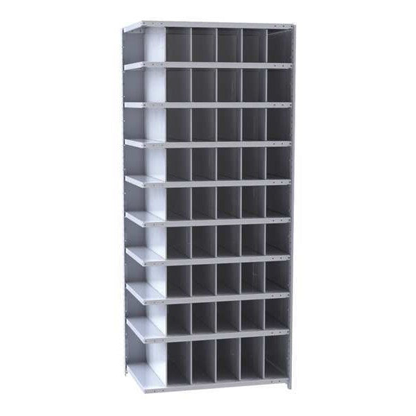 Steel Add-On Pigeonhole Bin Unit, 24 in D x 87 in H x 36 in W, 10 Shelves, Gray