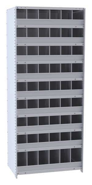Steel Starter Pigeonhole Bin Unit, 12 in D x 87 in H x 36 in W, 10 Shelves, Gray