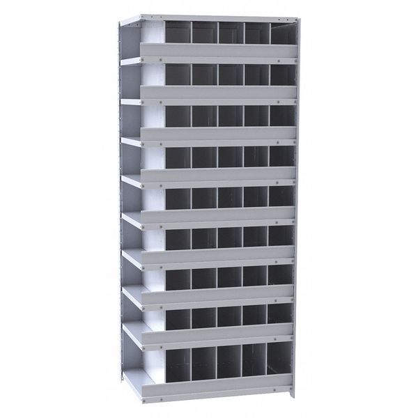 Steel Add-On Pigeonhole Bin Unit, 18 in D x 87 in H x 36 in W, 10 Shelves, Gray