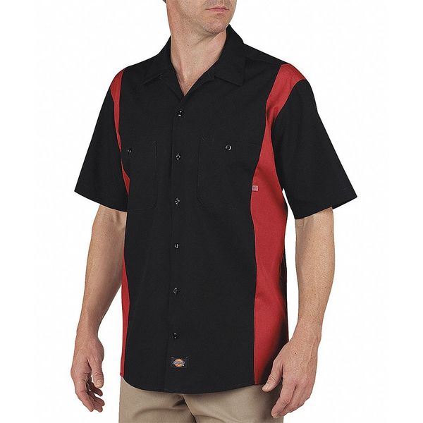 Work Shirt, Short Sleeve, Black Red, XLT