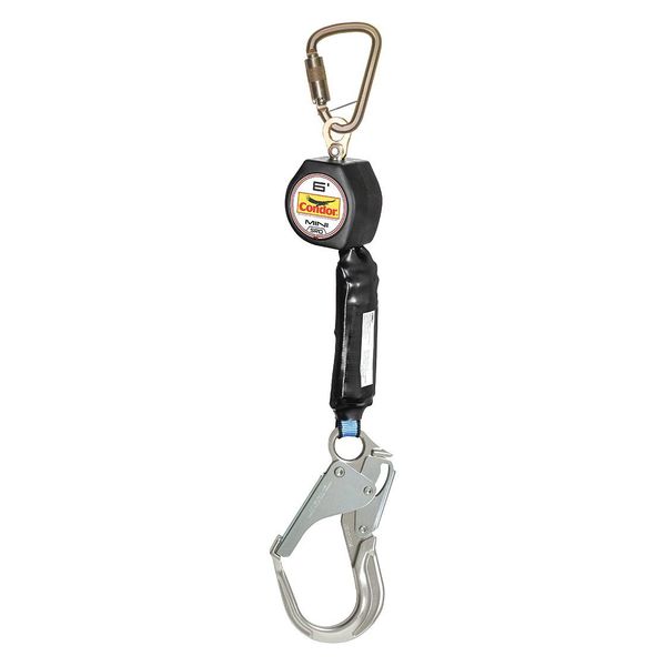 Self Retracting Lifeline, 6 ft., 310 lb. Weight Capacity, Black