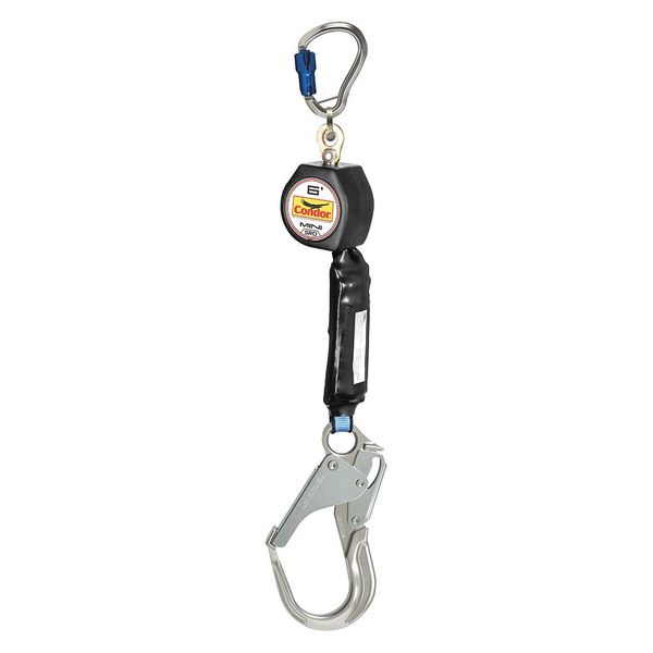 Self Retracting Lifeline, 6 ft., 310 lb. Weight Capacity, Black