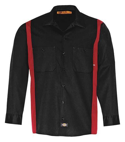 Work Shirt, Long Sleeve, Black Red, 3XL