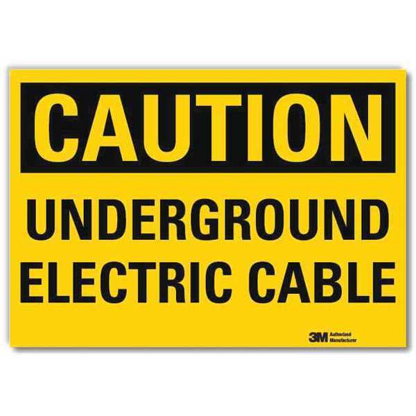 Safety Sign, Underground Cable, 5 in. H