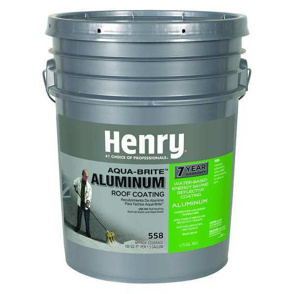 Aluminum Roof Coating, 5 gal, Pail, Silver
