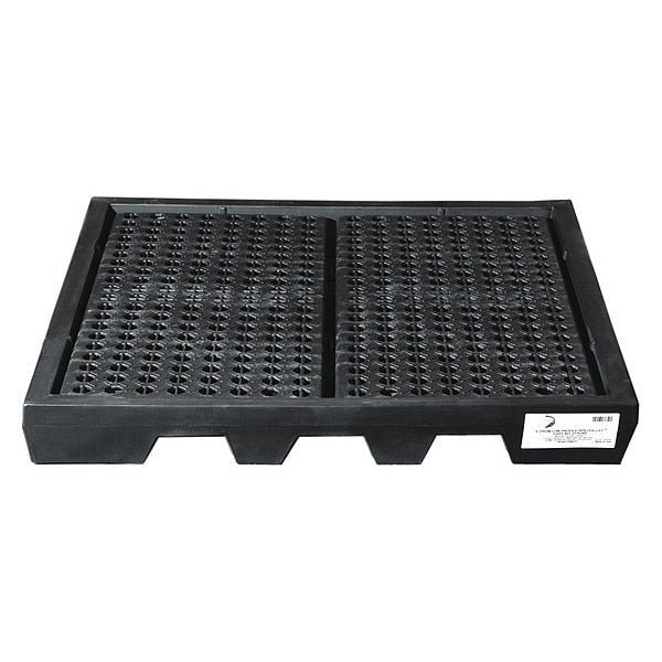 Spill Pallet, 40 gal Spill Capacity, 4 Drum, 2000 lb., Polyethylene