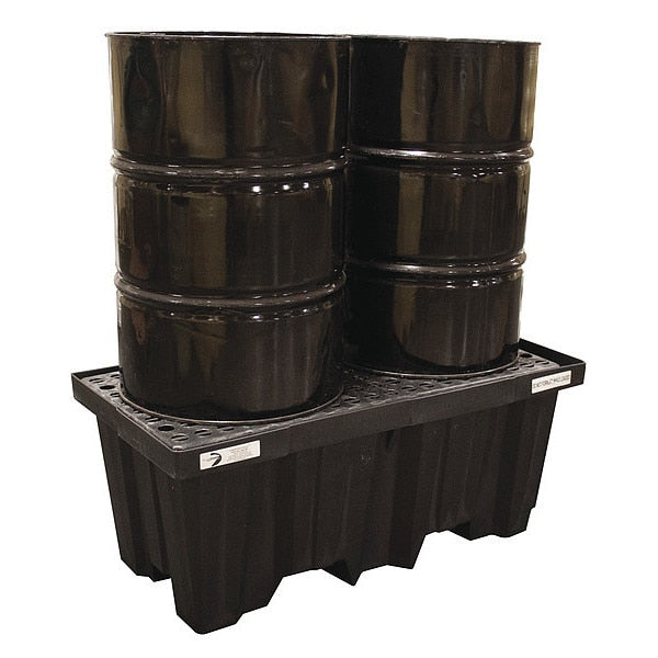 Drum Spill Containment Pallet, 66 gal Spill Capacity, 2 Drum, 1000 lb., Polyethylene