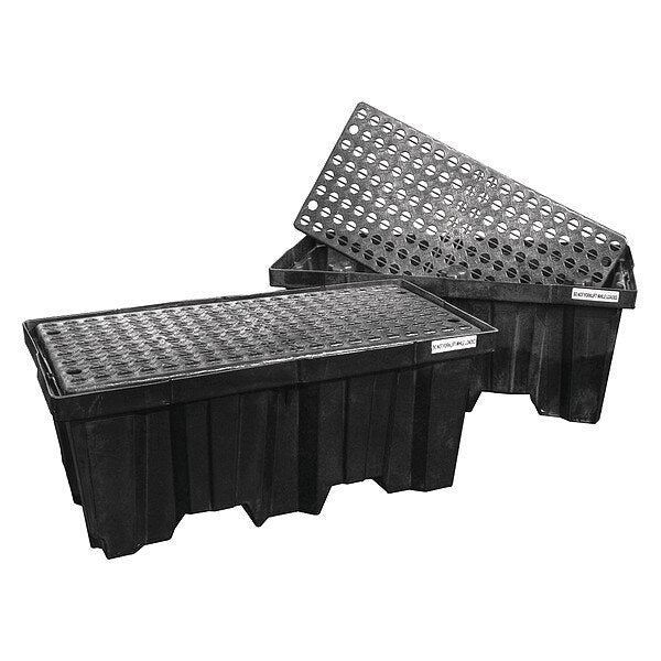Drum Spill Containment Pallet, 66 gal Spill Capacity, 2 Drum, 1000 lb., Polyethylene