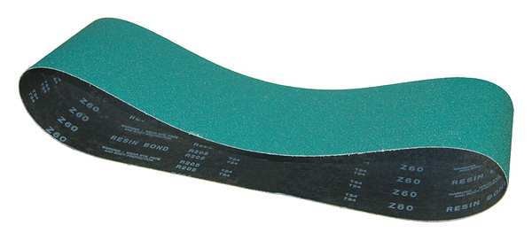Sanding Belt, Coated, 3/8 in W, 18 in L, 80 Grit, Medium, Zirconia Alumina, Predator, Blue/Green