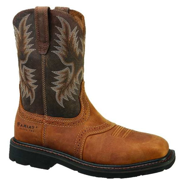 Size 13EE Men's Western Boot Steel Work Boot, Aged Bark