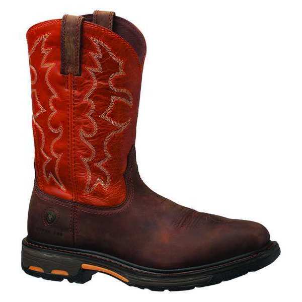 Size 7D Men's Western Boot Steel Work Boot, Brown