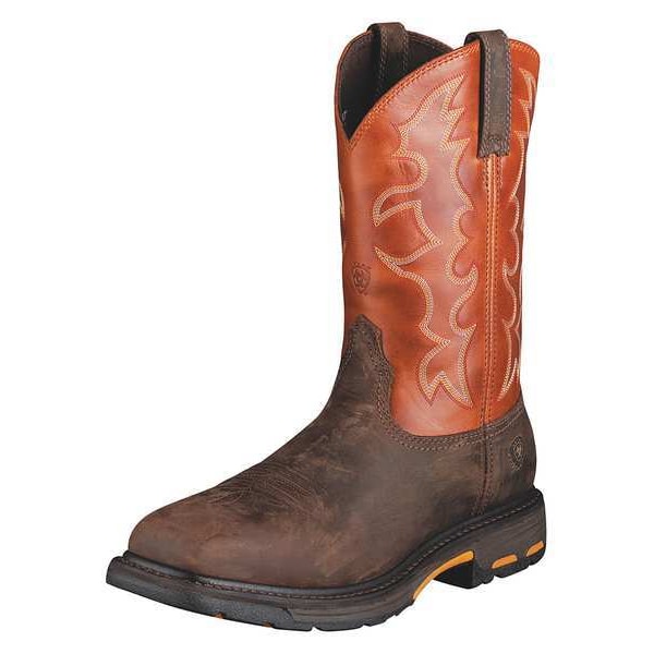 Size 11D Men's Western Boot Steel Work Boot, Brown
