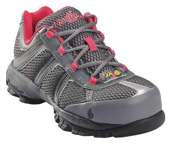 Athletic Style Work Shoes, Wmn, 5M, Gray, PR