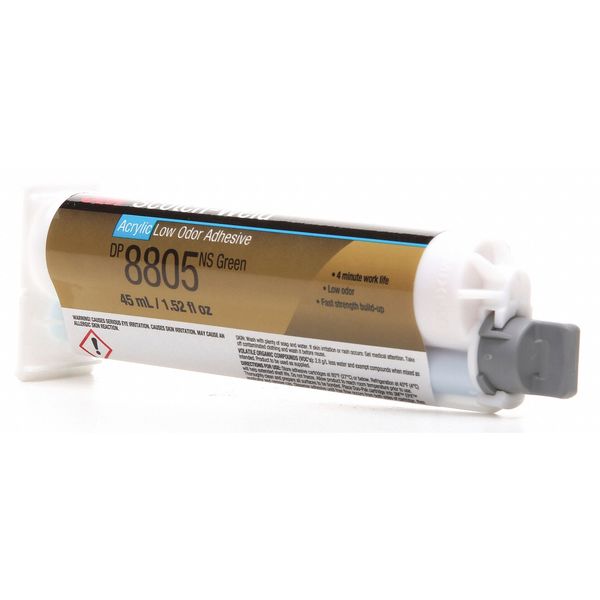 Acrylic Adhesive, Scotch-Weld(TM) Series, Green, 10:01 Mix Ratio, Dual-Cartridge