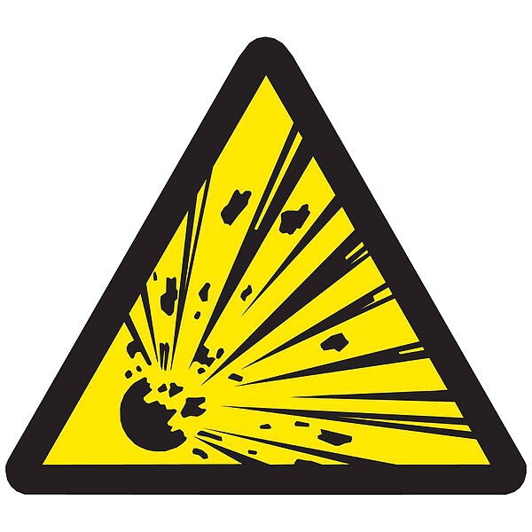 Warning Labels, 1/2inHx1/2inW, Vinyl, PK10, 60182