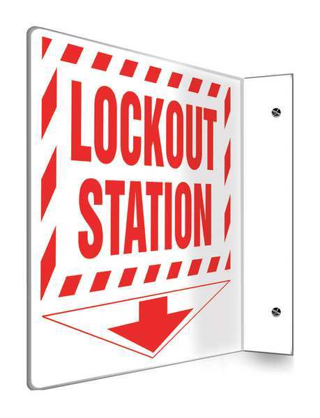 L-Shape Projection Sign, 8 in Height, 8 in Width, Plastic, L-Shaped, English
