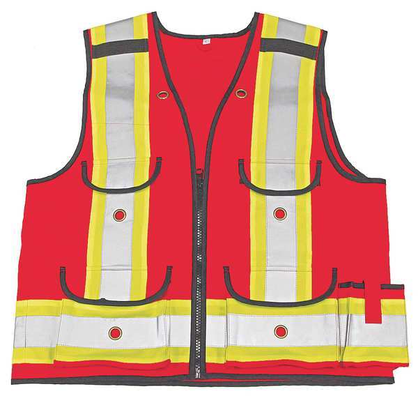 Hi Vis Surveyor Vest, Class 1, XL, Red