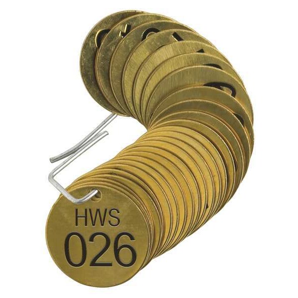 Number Tag, Brass, Series HWS 026-050, PK25