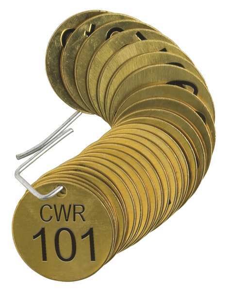 Number Tag, Brass, Series CWR 101-125, PK25