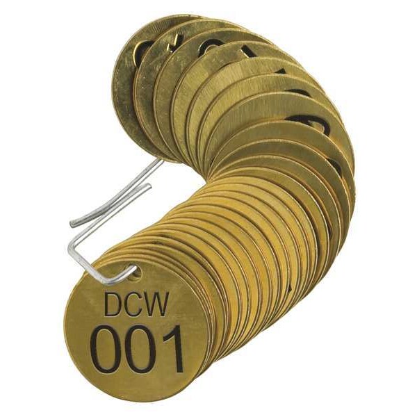 Number Tag, Brass, Series DCW 001-025, PK25