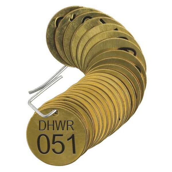 Number Tag, Brass, DHWR 051-075, PK25